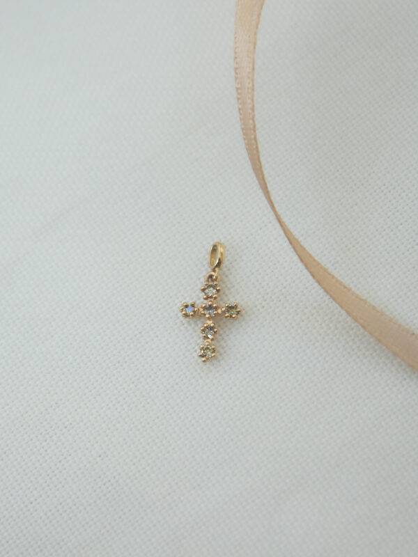 CRUZ CON DIAMANTES CHAMPAGNE